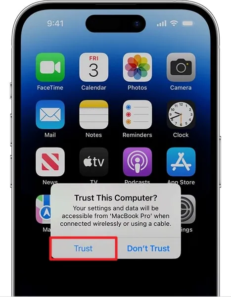 tap on the trust option