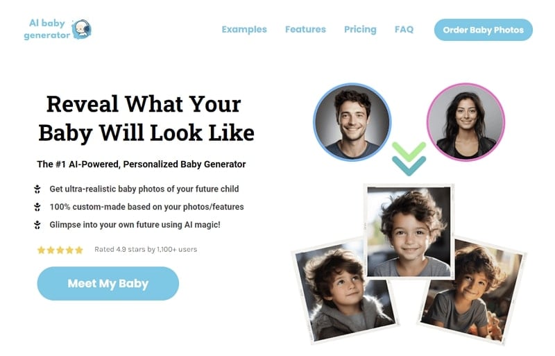 تطبيق ai baby generator على الإنترنت