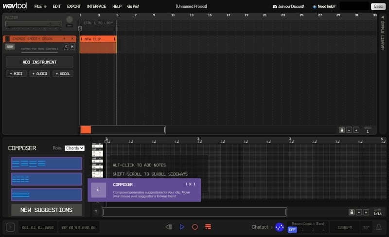 WavTool aplicación de música con IA en línea