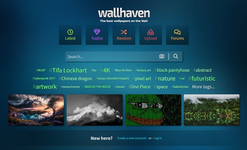 Sito web per gli sfondi di Wallhaven 
