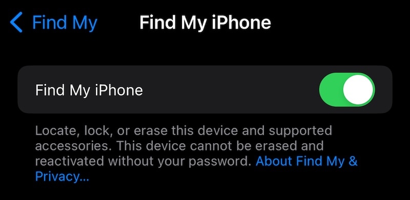 disable find my ios