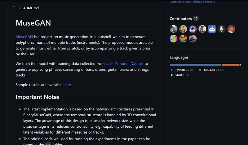 Musegan - Generador de música con IA en Github