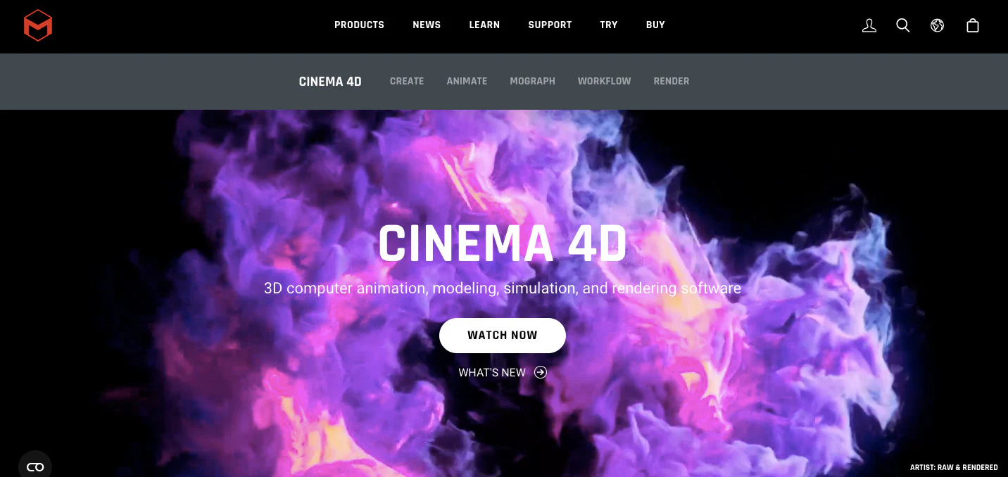 واجهة cinema 4d الرئيسية