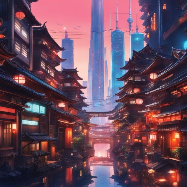 ai generated futuristic anime city