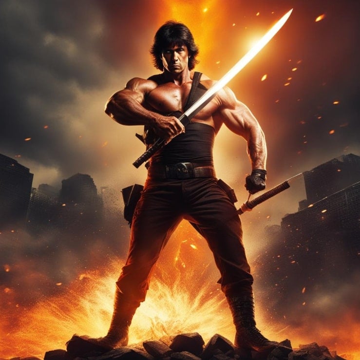 إنشاء صورة للبطل الخارق Rambo باستخدام الذكاء الاصطناعي