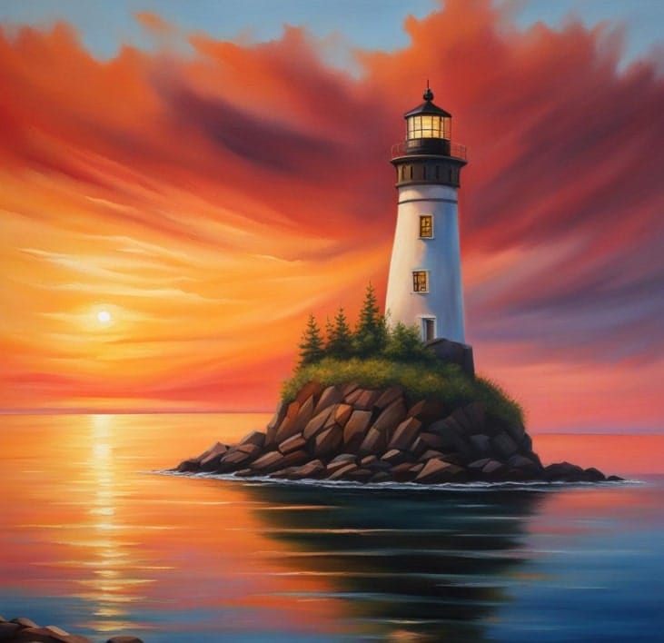 ai generated lighthouse painting