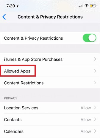 allowed apps on iphone