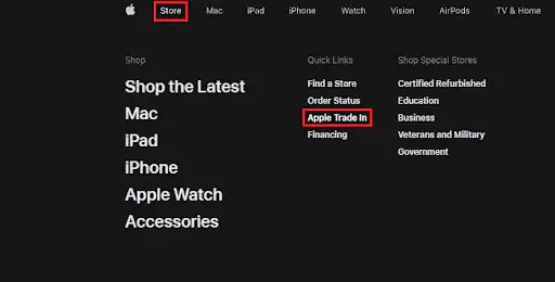 Aprite l'opzione Apple Trade-In.