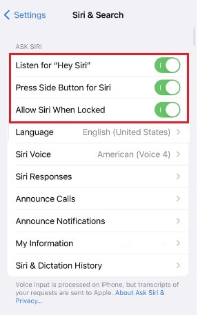enable siri on iphone