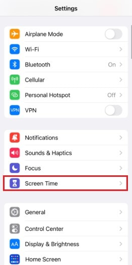 deactivate screen time on iphone
