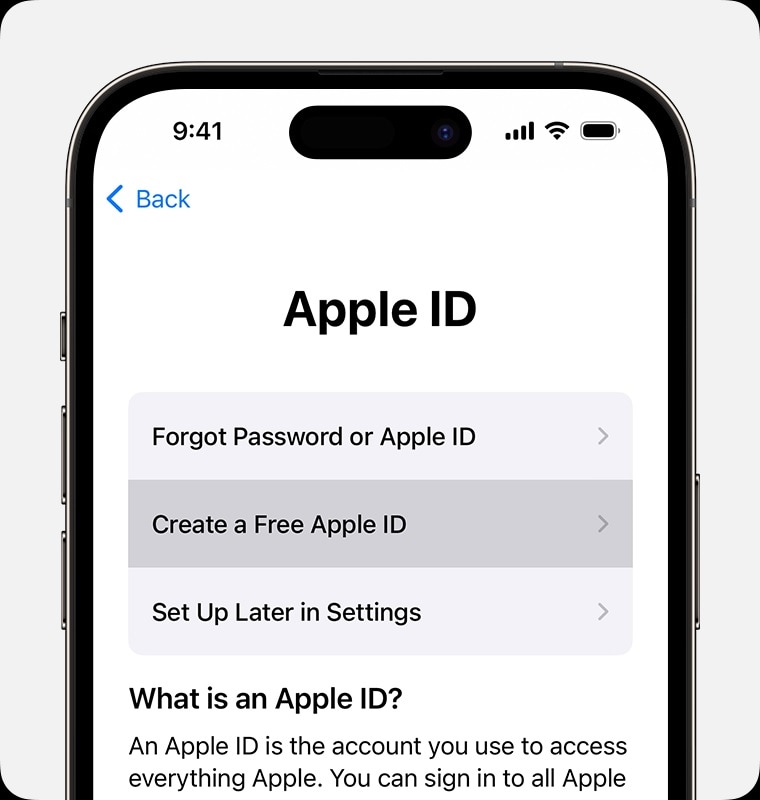 create new apple id iphone