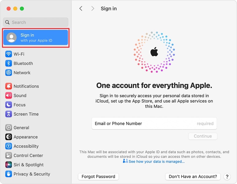 login with new apple id