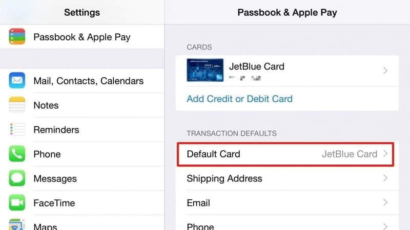 choose the default card option