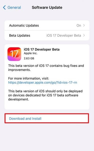 tap on download and install option