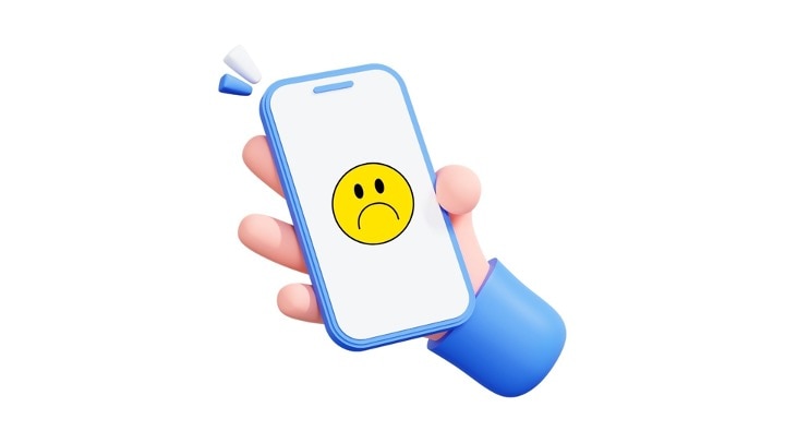 phone with a sad face