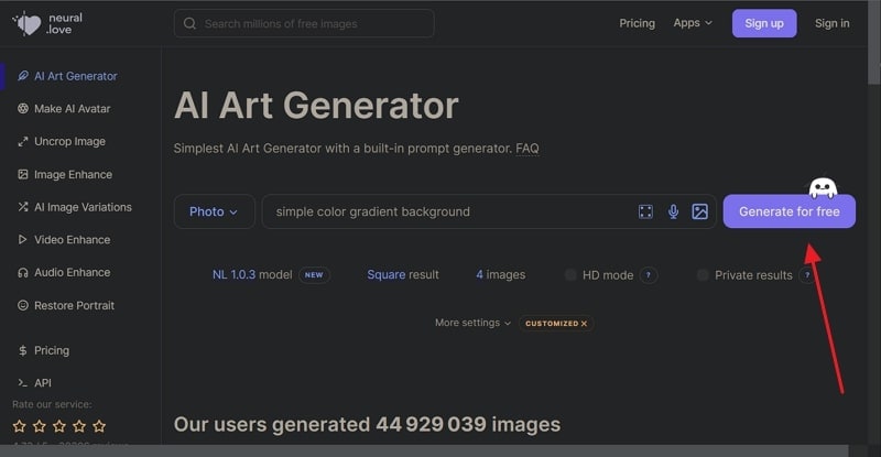 click on generate