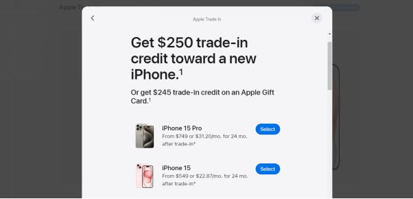 Estimated trade-in value of your iPhone.