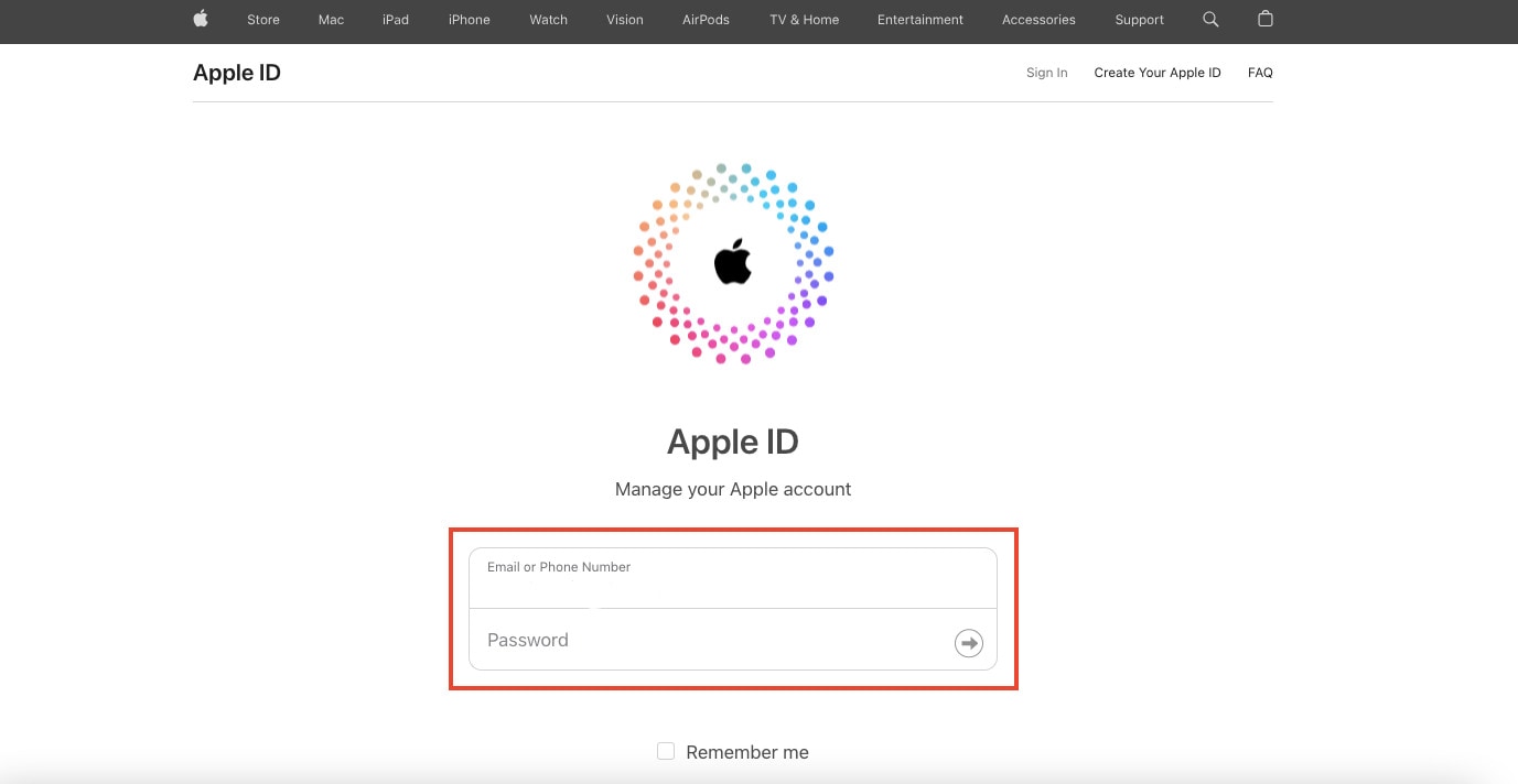 تغيير مُعرف Apple ID على المتصفح 2