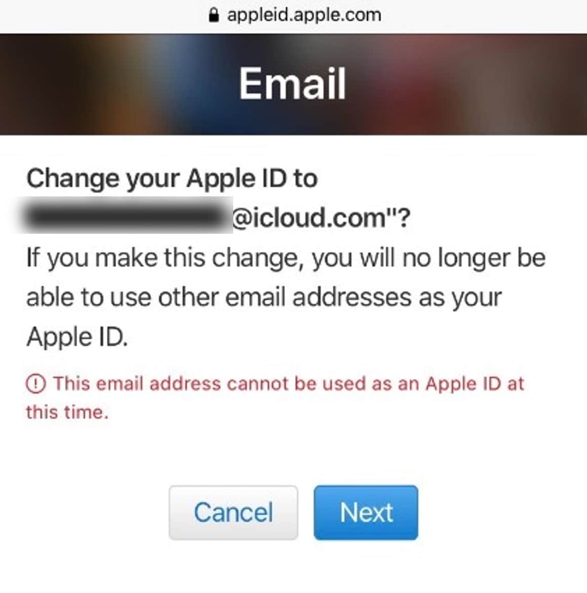 cambiar apple id a icloud email