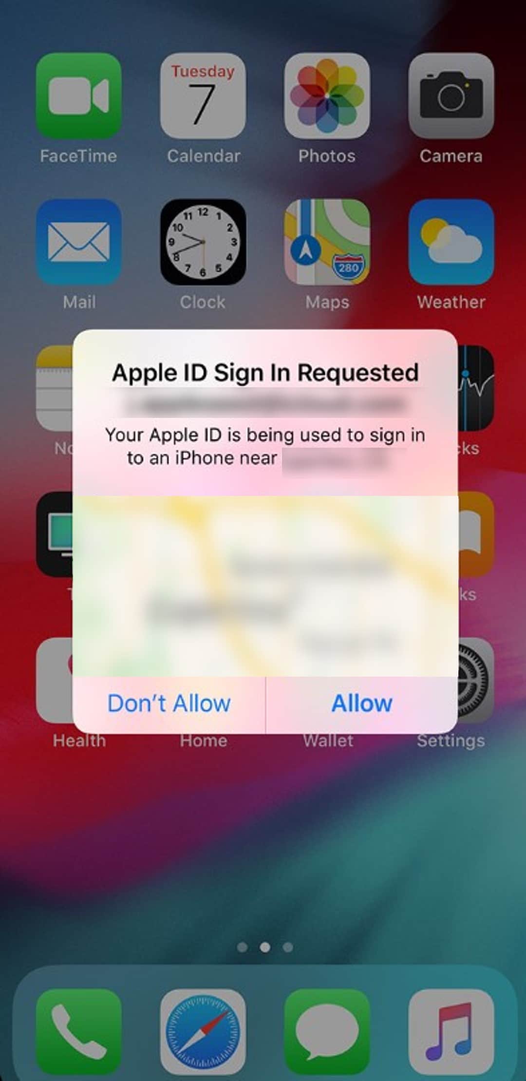 apple id sign in request