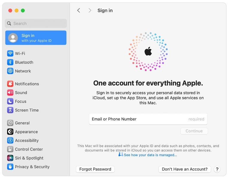 apple id sign in on mac