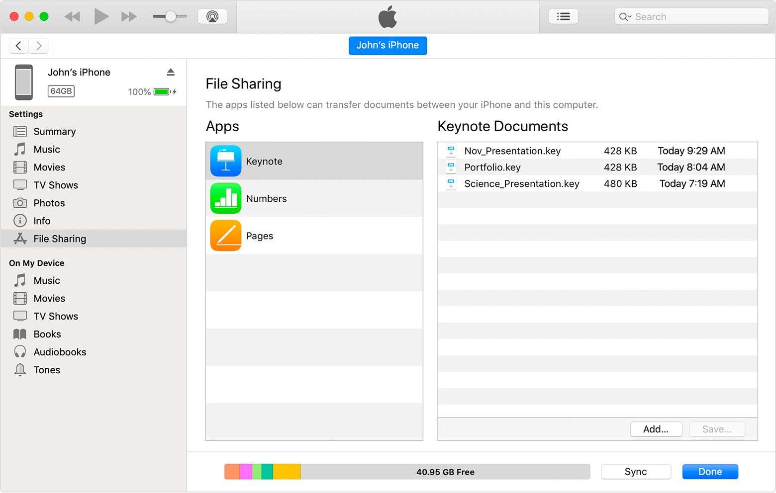 file sharing on itunes