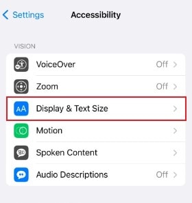 display and text settings