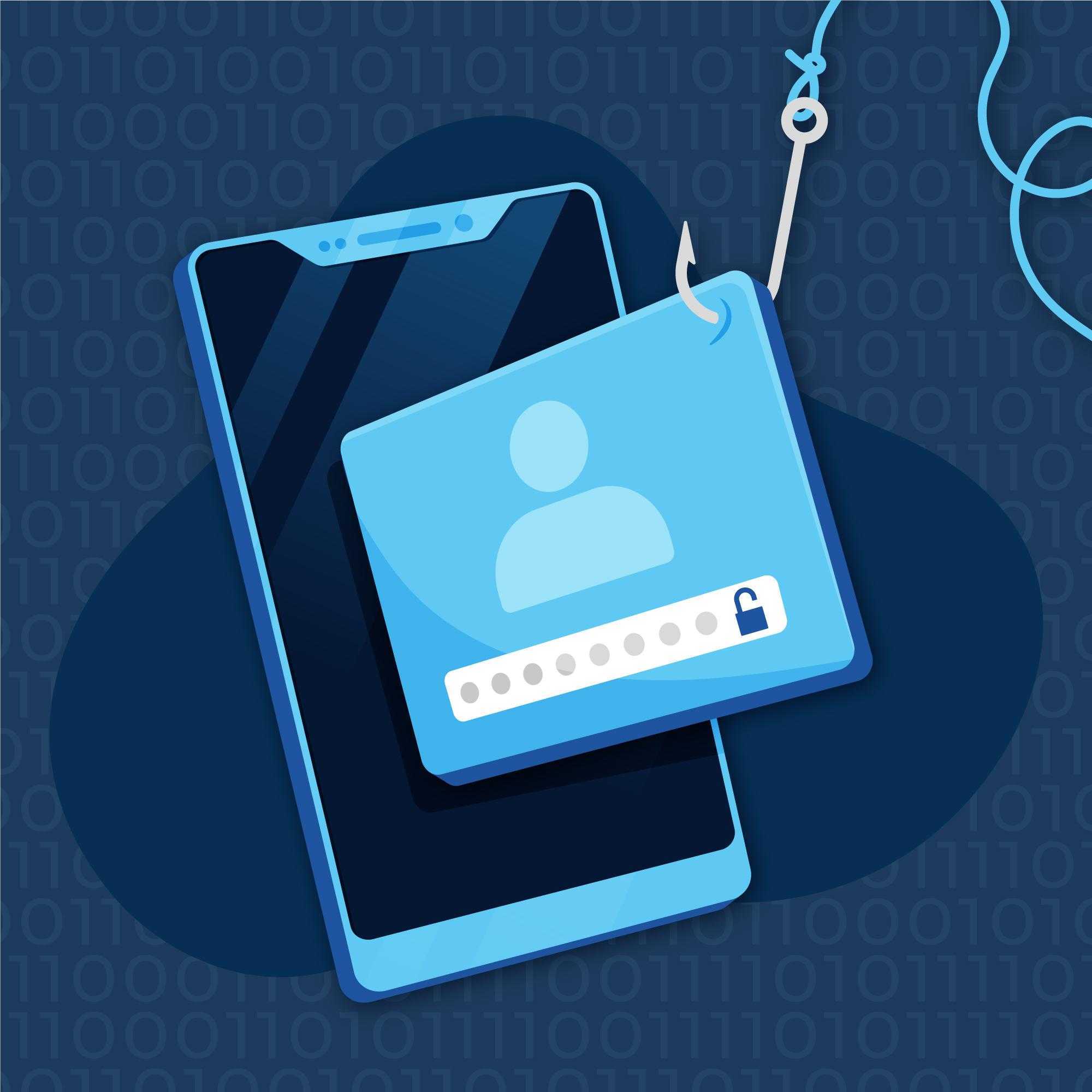 phishing per ottenere informazioni da un'illustrazione del telefono
