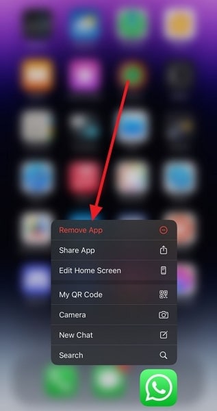 tap on remove app option