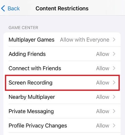 screen recording access