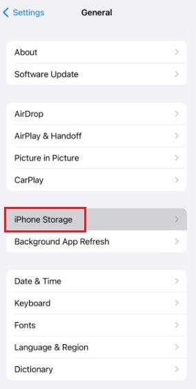 إعدادات مساحة تخزين iphone