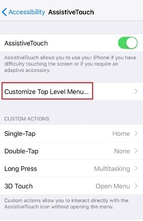 top level menu iphone settings