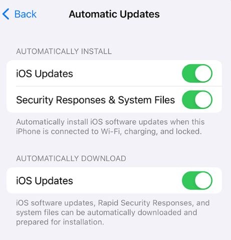 enable automatic iphone updates