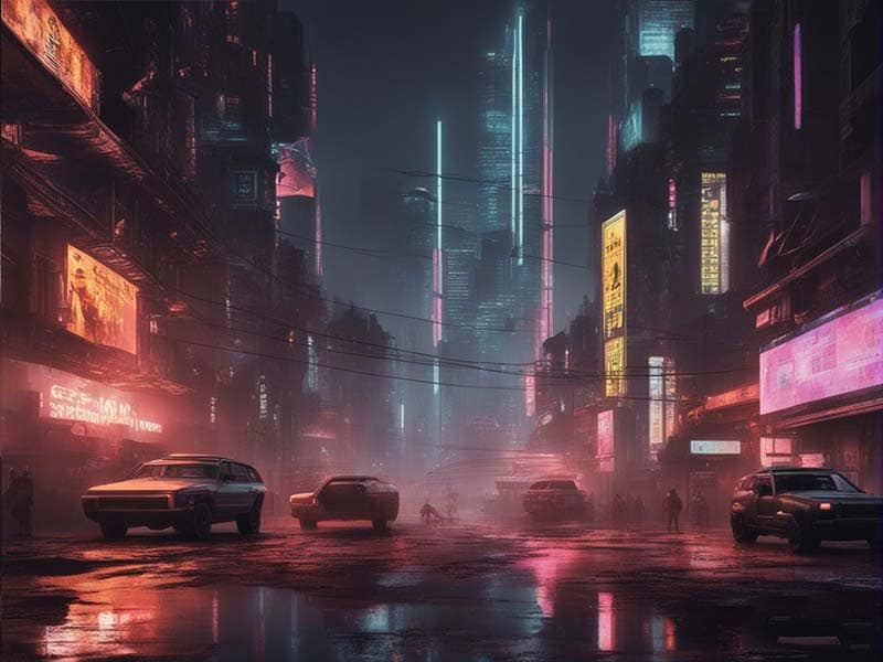 Cyberpunk cityscape made with Stable Diffusion AI