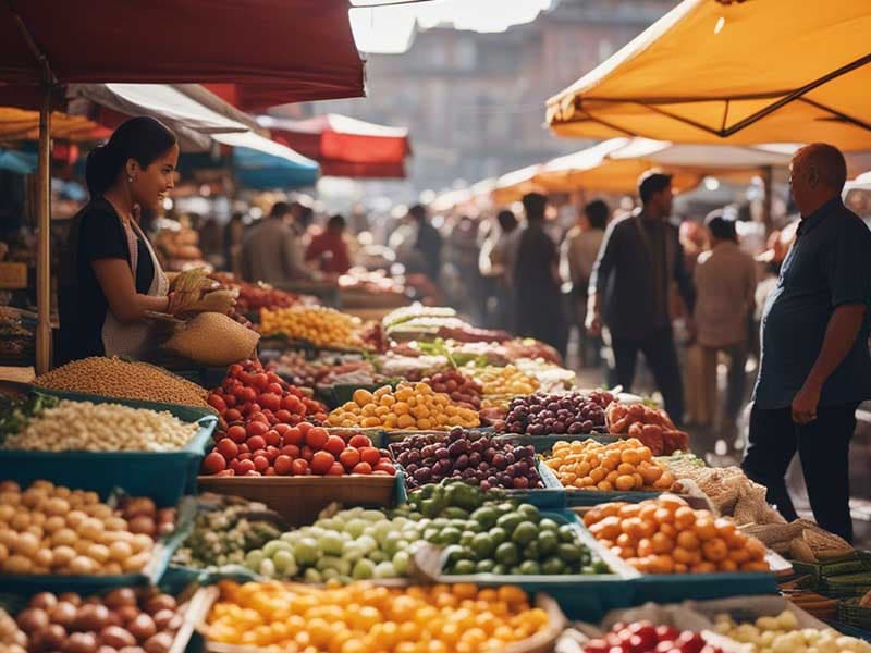 Bustling outdoor market made with Stable Diffusion AI