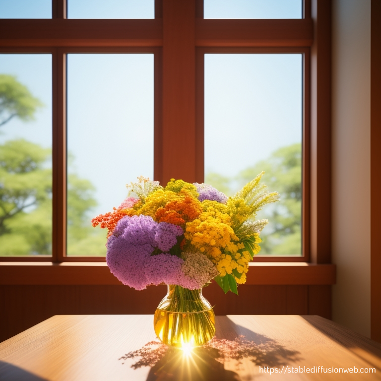 stable diffusion image of flowers in a glass vase