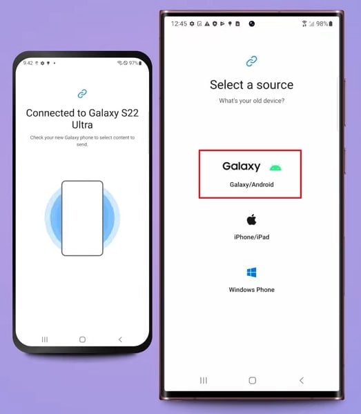 choose galaxy android option