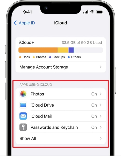 enable icloud option for all apps