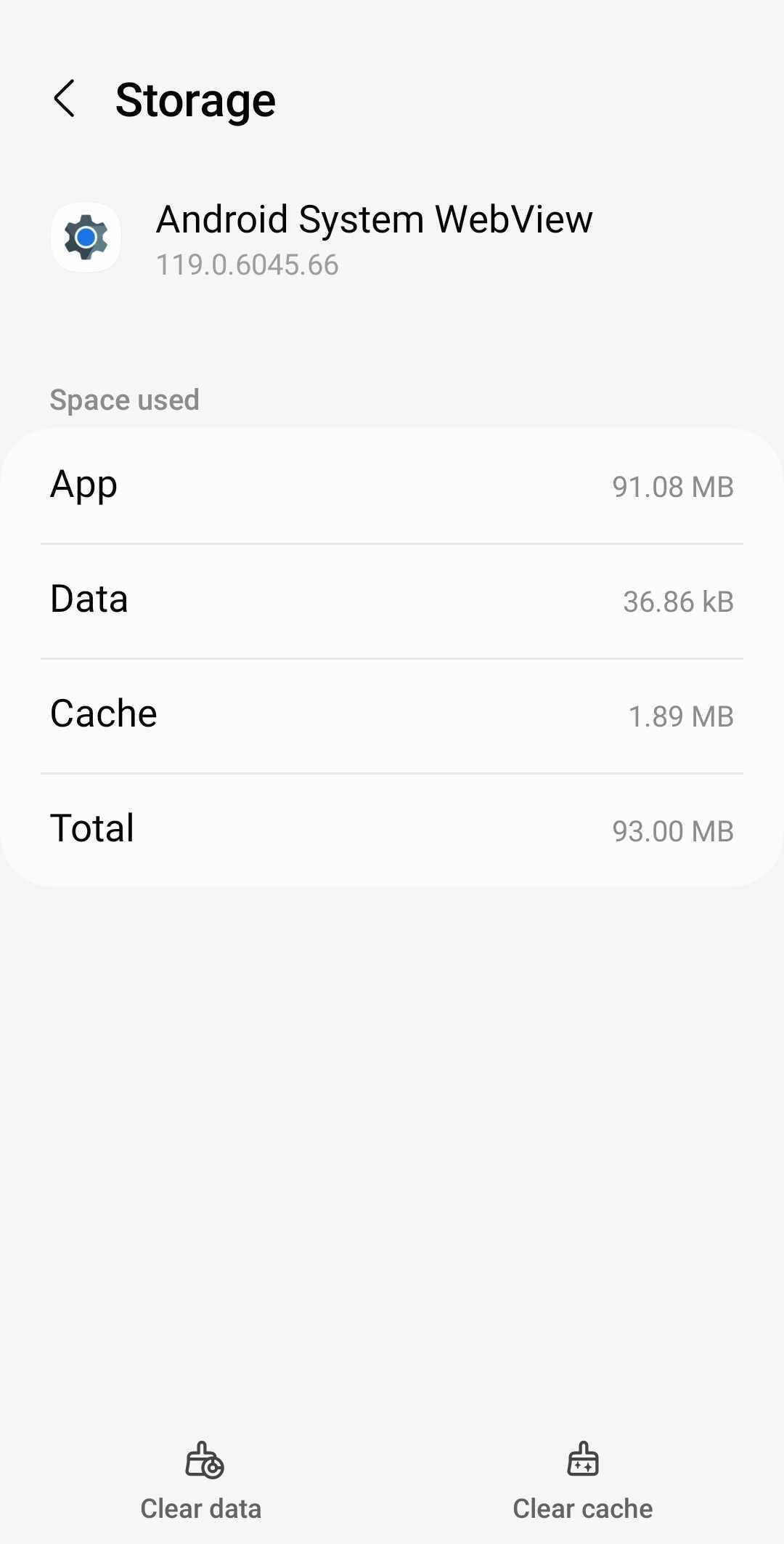 clear cache of android system webview