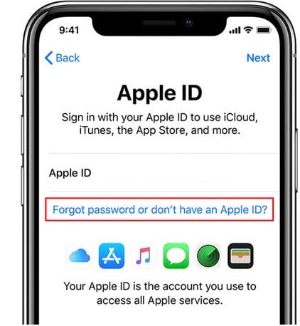 forgot apple id password window