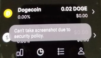 error de captura de pantalla de la app de criptomonedas
