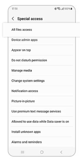 android apps special access settings