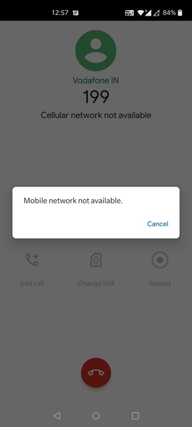 cellular network not available calls error