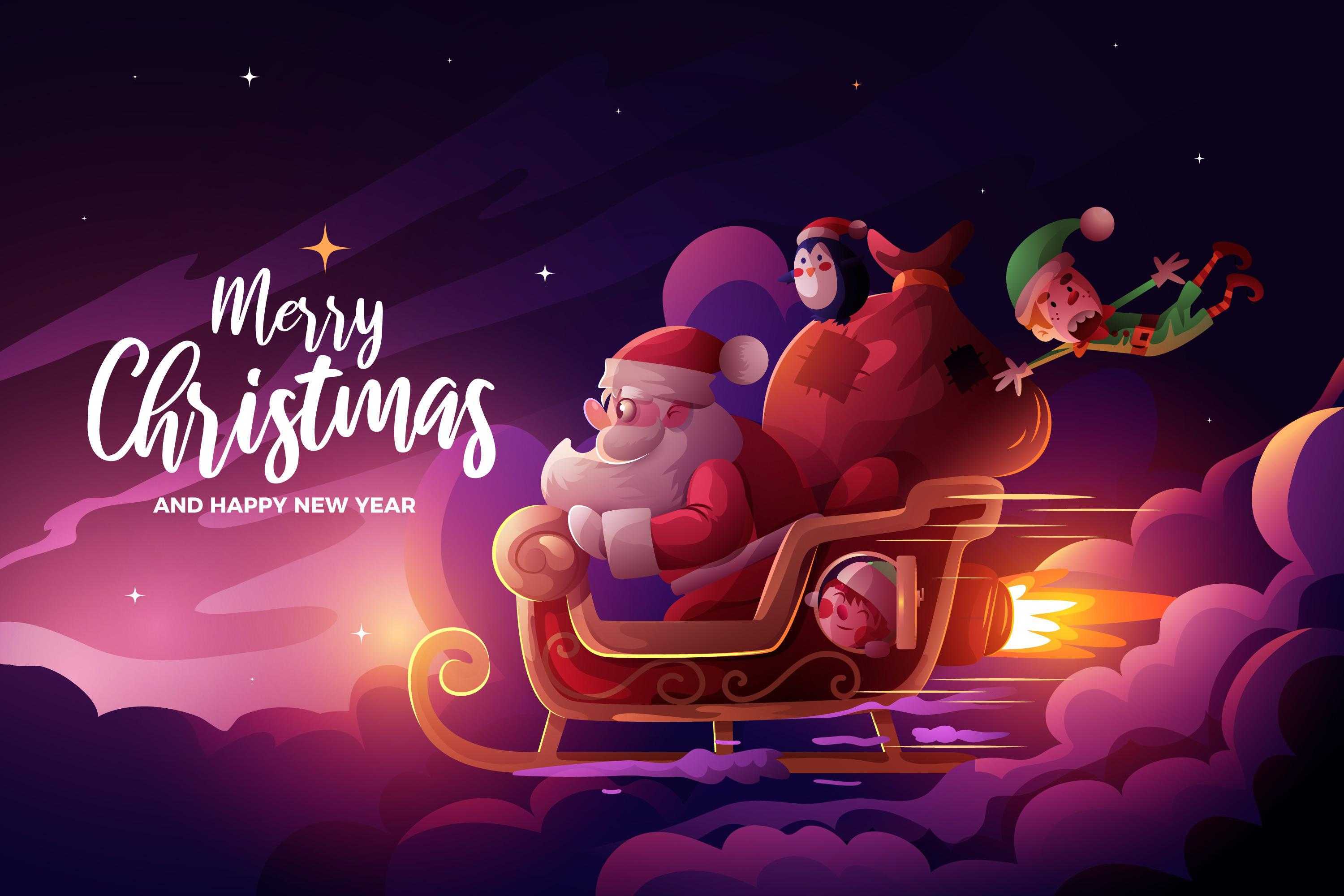 christmas greetings with animated santa