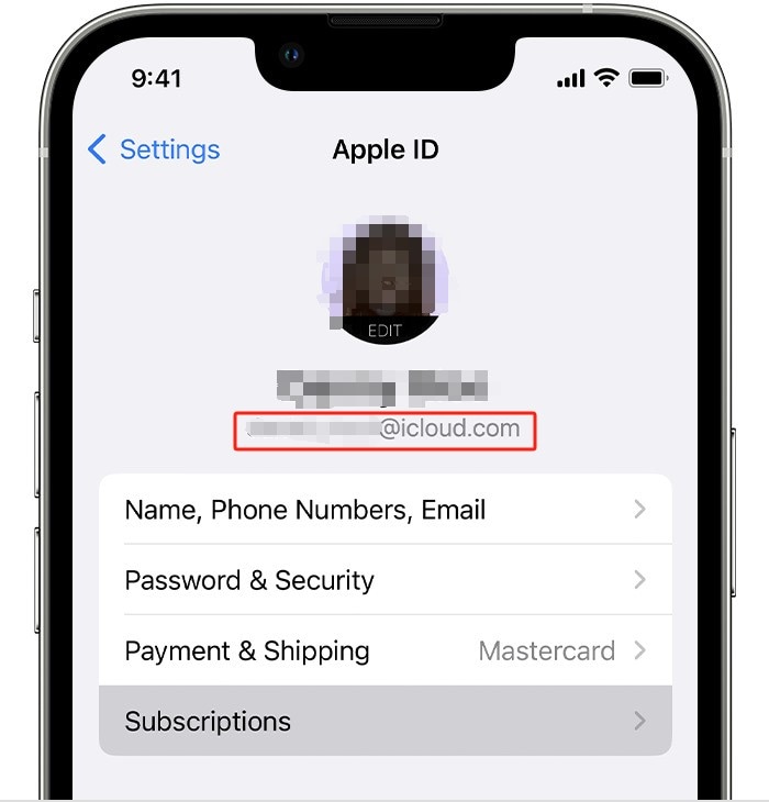 iphone apple id settings