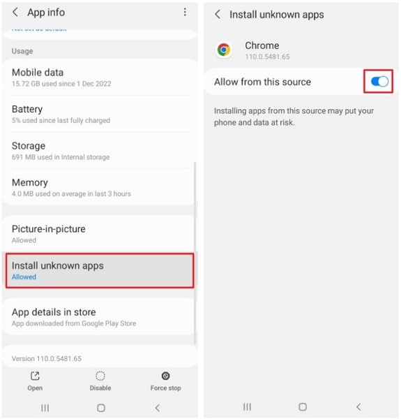 allow apps to download via chrome