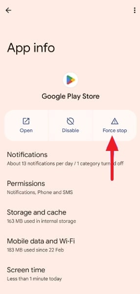 force stop play store