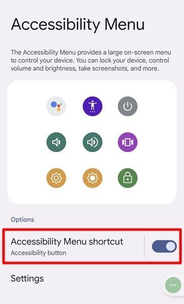 accessibility menu shortcut google pixel