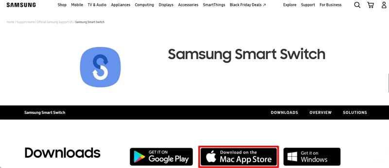 browse the samsung switch website