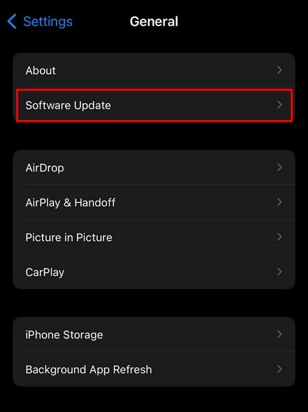 open software update settings